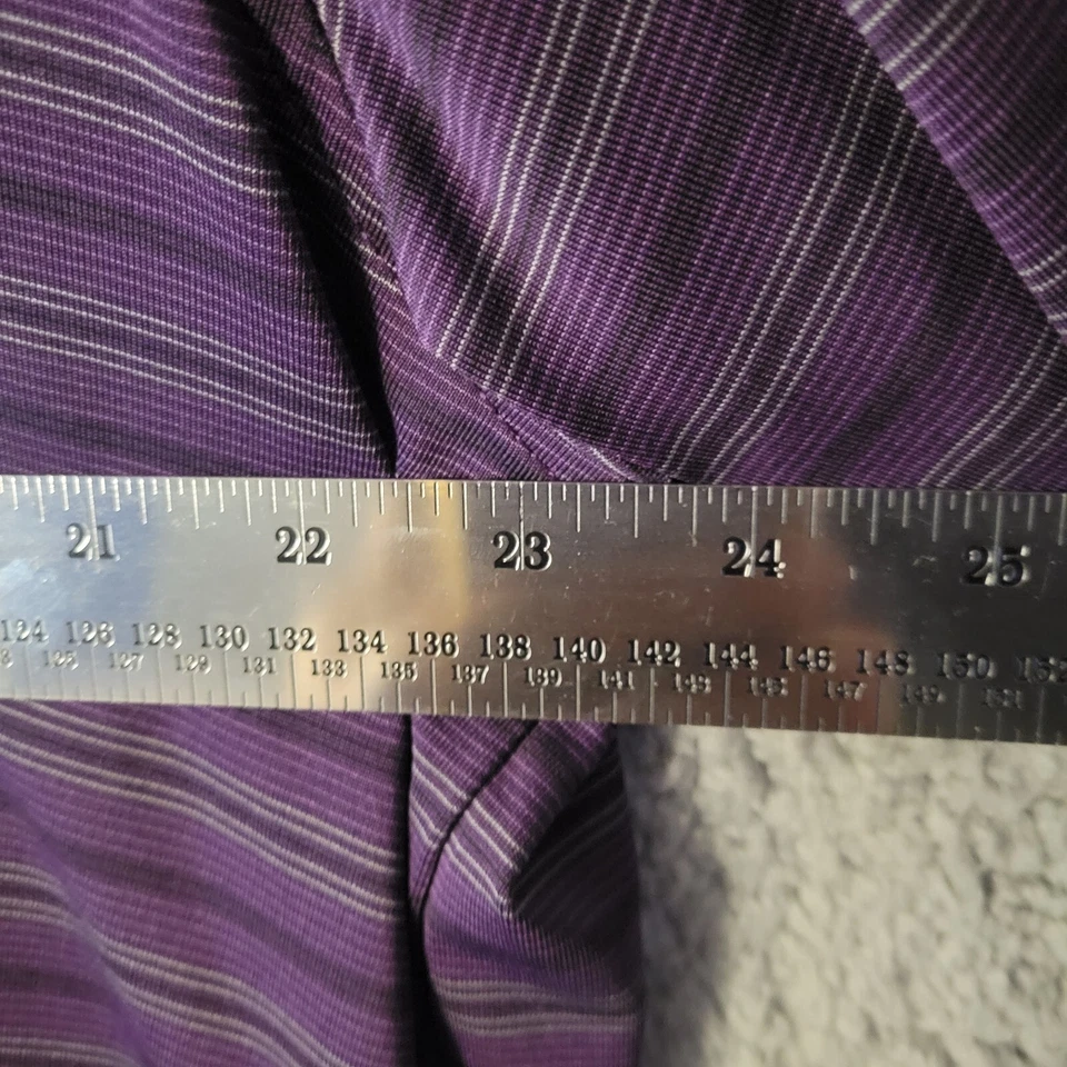 Pebble Beach Men's Performance Golf Polo 2XL Purple Striped Short Sleeve XXL - Image 4 of 4