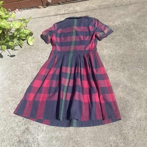 Vintage Designer Burberry Plaid Tartan Pleated Y2K Preppy Grunge Mini Dress SMLL - Picture 7 of 12