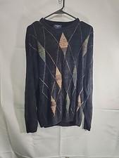 Dockers Multicolor Block Sweater Pullover Knit Men  s L Black W Tan Green Tones