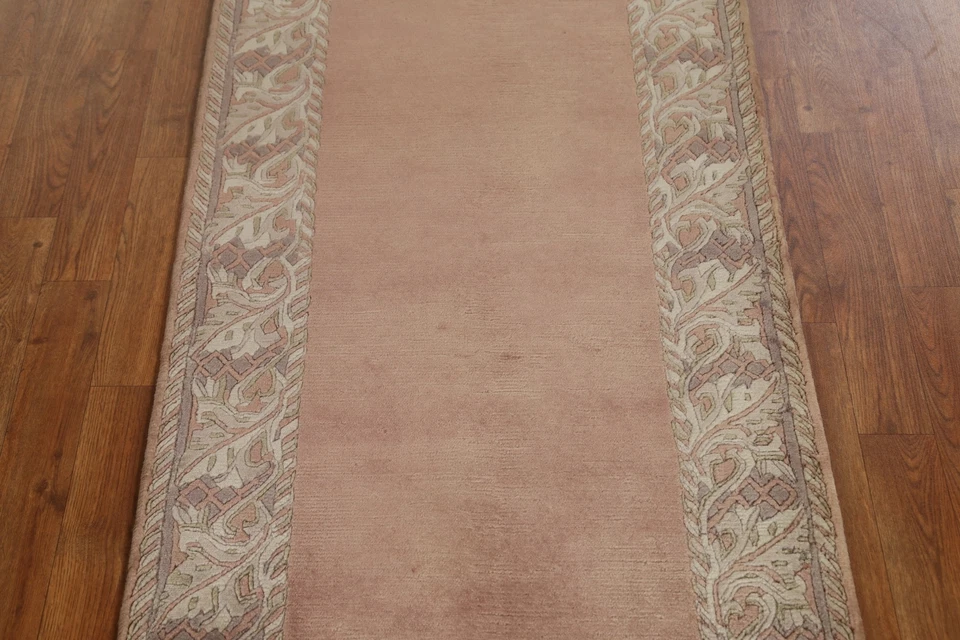 Alfombra oriental nepalí contemporánea con bordes de 3'x5' alfombra de lana de felpa anudada a mano Foto 3 de 4