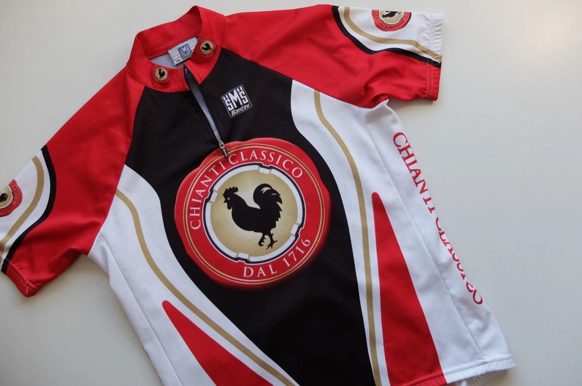 Cycle Bike Jersey 1 4 zip Santini XL Black Red Chianti Classico Italy VGC