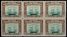NORTH BORNEO GVI SG330, 25c green & chocolate, NH MINT. Cat &pound;60+ BLOCK x 6