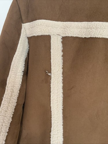 Ana Faux Suede Shearling Brown Women XL Jacket Shacket Barn Chore 2 FLAWS - Picture 7 of 12