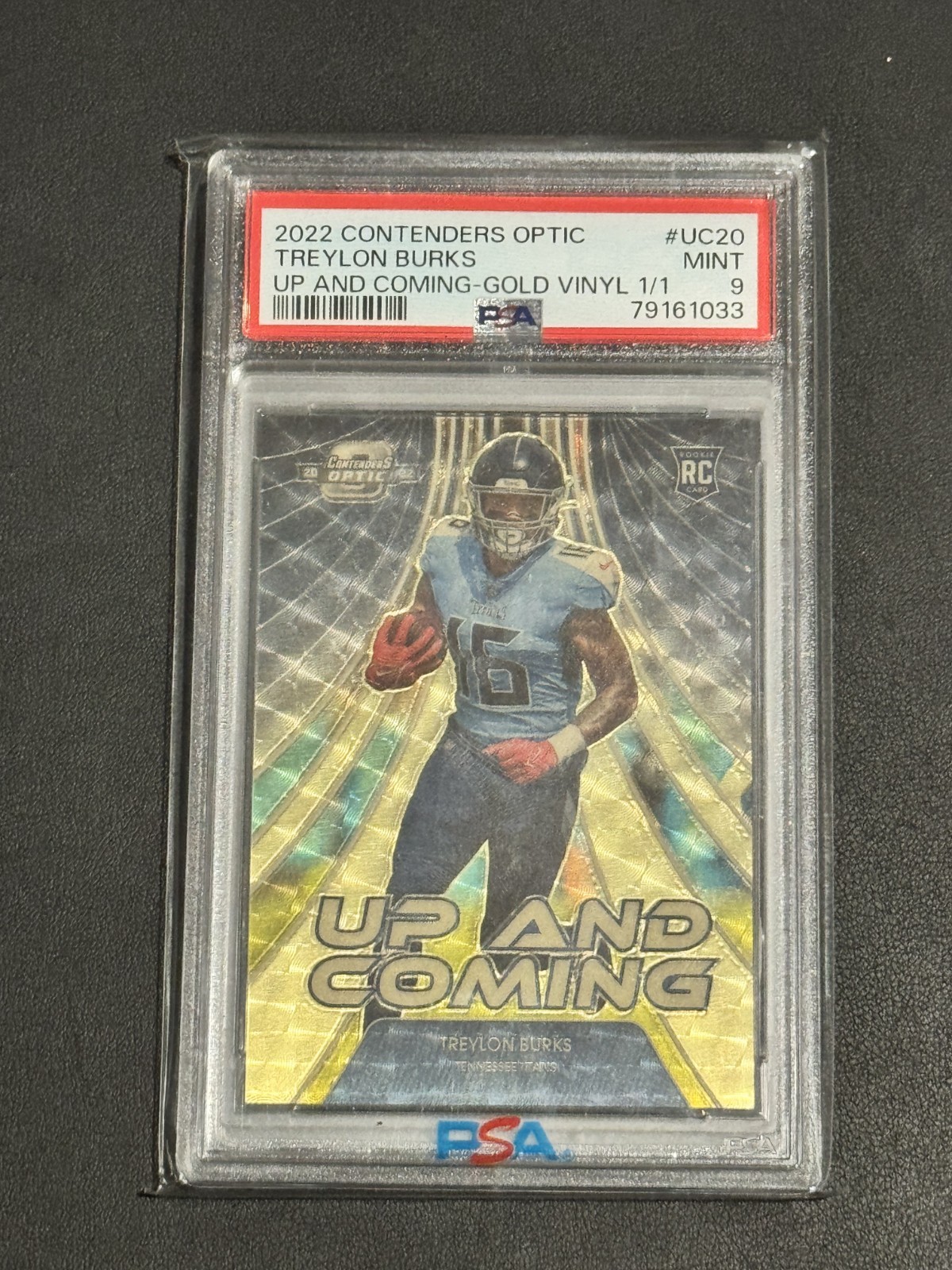 Treylon Burks Panini Contenders Optic Up and Coming #UC20 Gold Vinyl 1/1