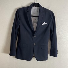Tommy Hilfiger Blazer Boys 12 Blue Formal Jacket Pocket Square Crest Buttons