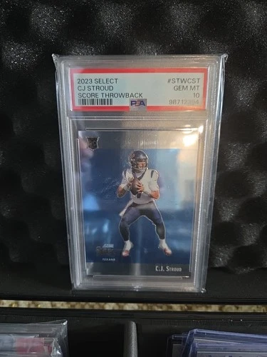 2023 PANINI SELECT SCORE SELECT THROWBACK #STWCST CJ STROUD THROWBACK PSA 10 RC