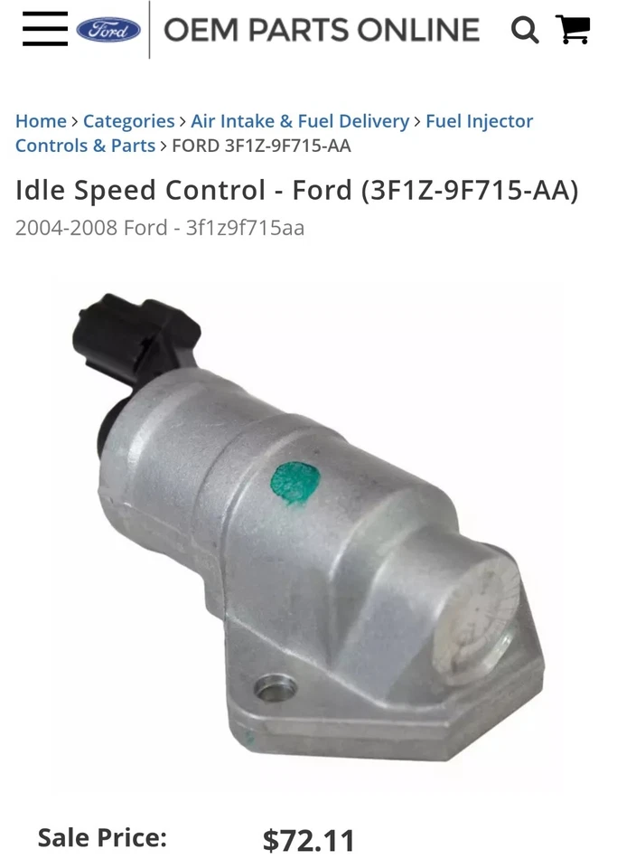 Válvula de control de aire de ralentí genuina Motorcraft CX-1899 Foto 2 de 4