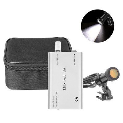 Dental Medical 5W LED Head Light Optical Filter Metal Clip Clear Circle Silver