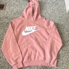 Nike Pink Pullover Hoodie Girls Long Sleeve Solid Logo Hooded Sweatshirt