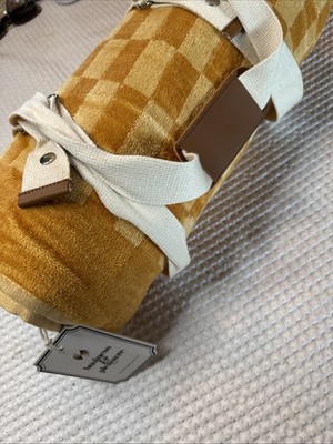 Business & Pleasure Co Luxury Summer Beach Blanket Checkered Caramel 68''x 68''