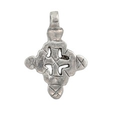 Ethiopian Coptic Cross Small African Silver White Metal Large Hole Handmade