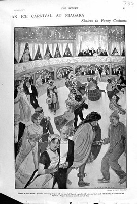 Old Print 1901 Ice Carnival Niagara Skaters Fancy Dress Costumes Eckhardt 20th