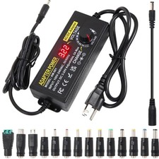 3V 24V 120W 5A Adjustable DC Power Supply Universal Power Adapter with 14 Tip...