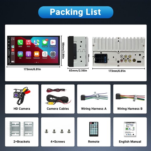 Leadfan Double Din Car Stereo Radio Support Apple Carplay&Android Auto, 7inch... - Picture 5 of 6