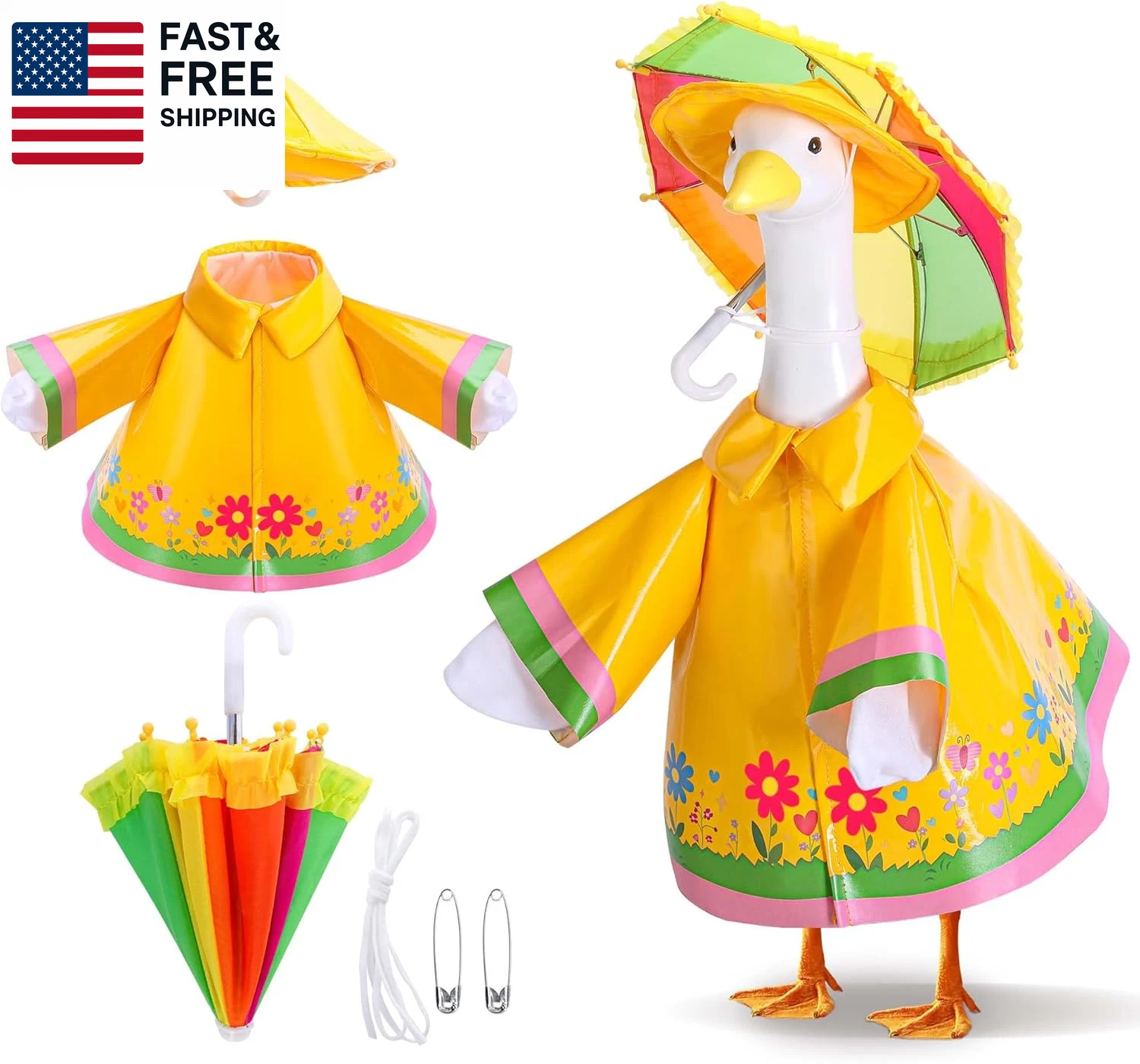 3 Pcs/Set Raincoat Porch Goose Outfits, Summer Lawn Goose Statue Raincoat Costum