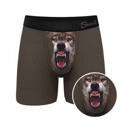 Shinesty ''The Grey's Growl'' Wolf Ball Hammock  Pouch Boxer Briefs (With Fly)
