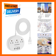 European Travel Plug Adapter, 7 in 1 EU Outlet with USB Ports, Extension Cord