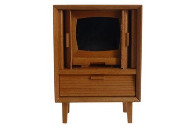 Creal 28057 Fernsehschrank mit Falttüren teak 1:12 für Puppenhaus