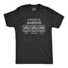 Mens 100% Chance Of Gaming T Shirt Funny Nerdy Video Games Novelty Tee