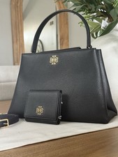 New 900+! Tory Burch BRITTEN leather SMOOTH SATCHEL & Matching Wallet