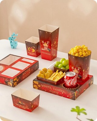 Baffect Movie Night Snack Trays 100pcs Include 20 Movie Night Trays, 20 Popco...