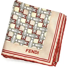 Fendi silk scarf and handkerchief with belt pattern and tag 
