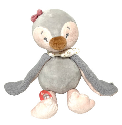 Nattou Sasha 12'' Gray Pink Penguin Soft Plush Stuffed Animal Lovey Baby Toy