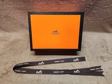 Hermes Large Empty Gift Box 11.25"x 8.25  x4" with Tissue Paper  76" Ribbon