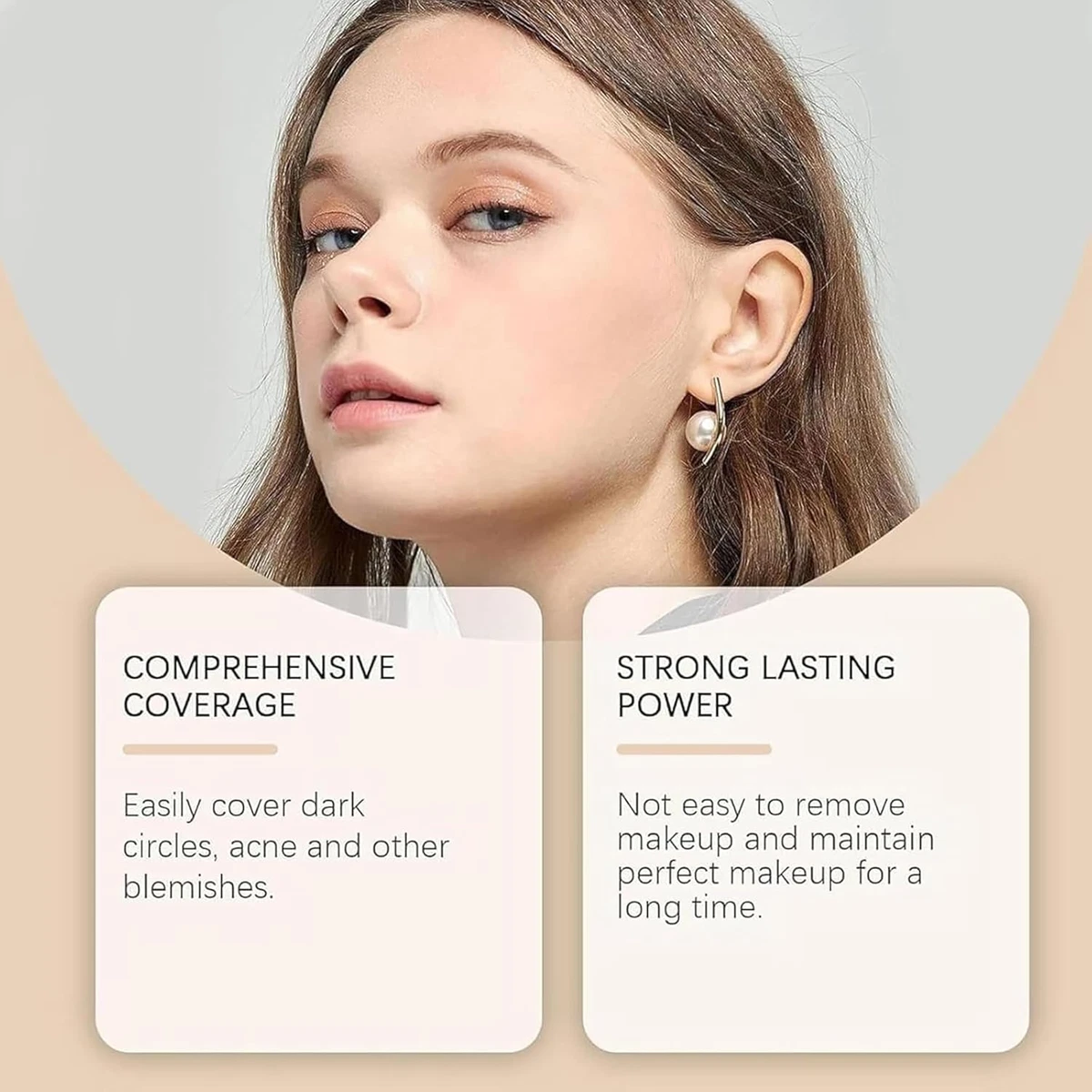 Luminance under Eye Brightener,Under Eye Corrector Pink with Brush,Cream Conceal