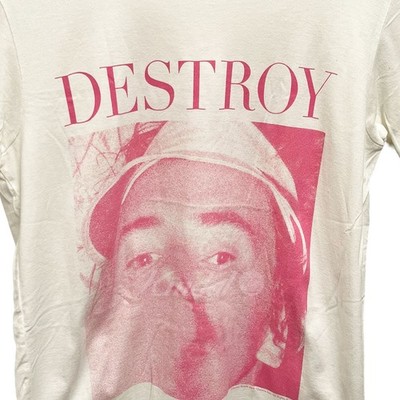 Lad Musician Early Destroy Print T-Shirt Off-White Pink Size 44