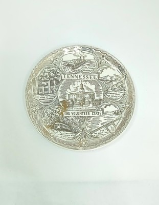 Vintage Tennessee Gold Souvenir Plate Hermitage Cable Incline TVA Transferware