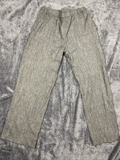 Chico's Linen Blend Trouser Pants Size 3 Large 32x30 High Rise Dark Gray