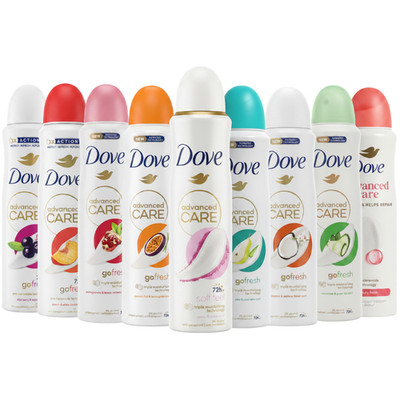 Dove Antiperspirant Deodorant Spray 12-Pack Variety Mix Mystery Scents 150ml