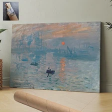 Claude Monet Boats Impression Sunrise CANVAS WALL ART 30x20 in
