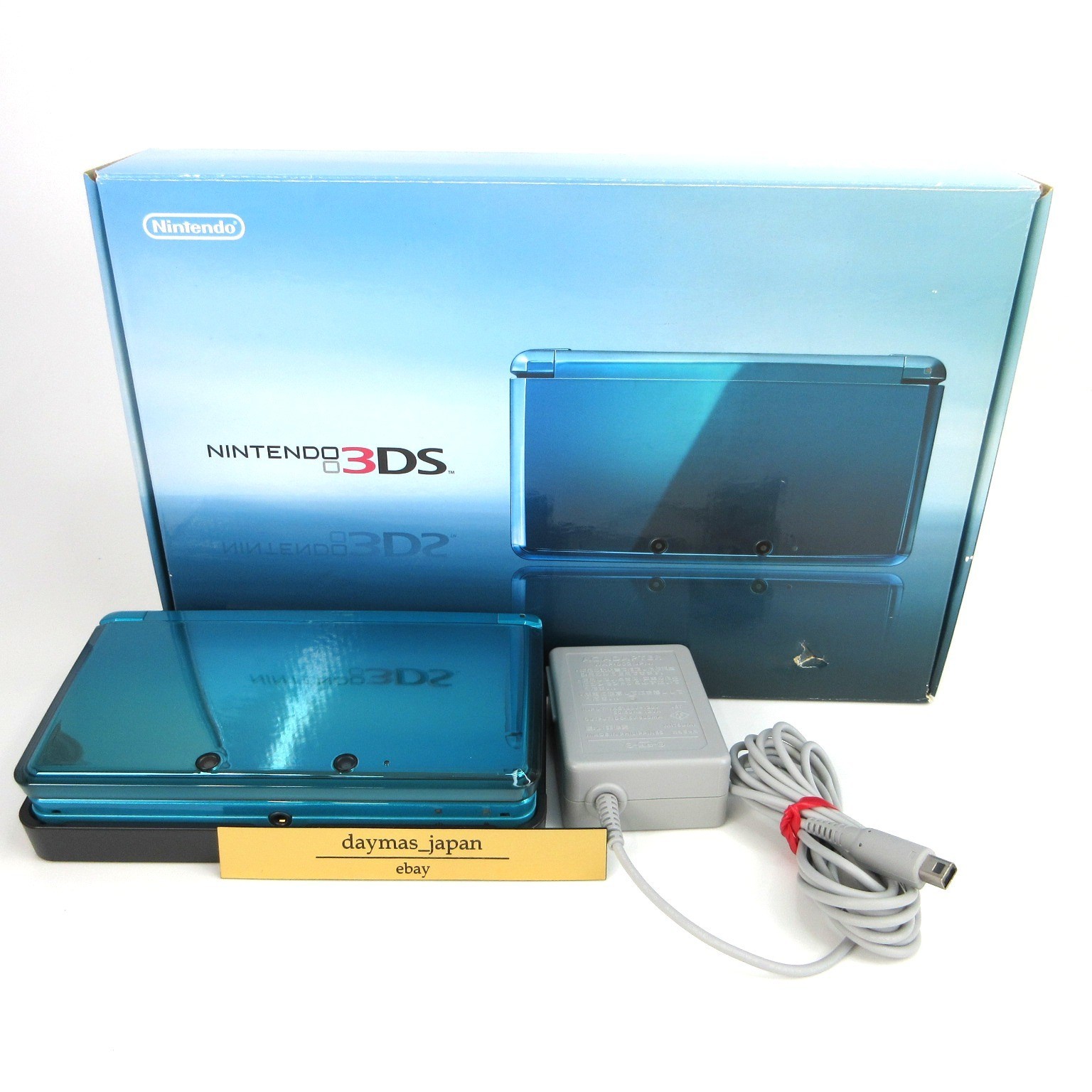 【Très bon】Nintendo 3DS Aqua Blue Console Box Charger Japanese Edition #Den0906