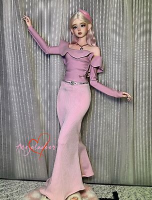 1/4 Puyoo 1/3 IP SID EID BJD Clothes Ruffle Neck Blouse + Irregular Long Skirt