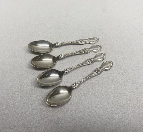 Set of 4 x Wallace VIOLET Sterling Silver Demitasse Spoons 3 7/8" Exc Cond