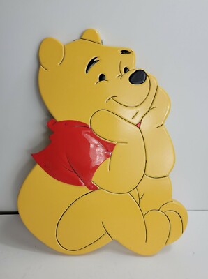 Winnie the Pooh Wood 3D Bright Yellow Body Red Shirt Hinged 9