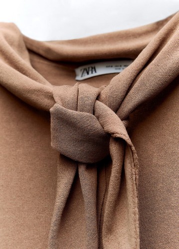 ZARA DUSTY PINK PLAIN FINE KNIT SWEATER WITH SCARF SIZE S - Picture 6 of 10