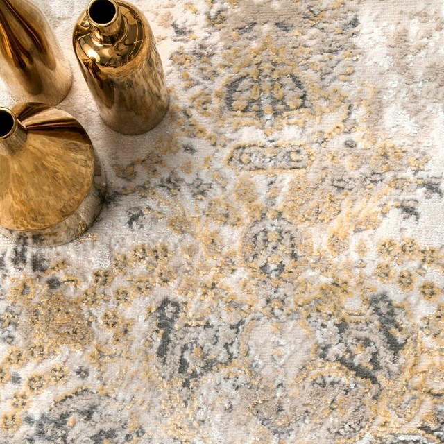 nuLOOM Transitional Vintage Medallion Area Rug in Gold eBay