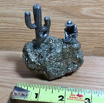 Peruvian PYRITE Fool s Gold CHUNK tourist souvenir CACTUS panning Man