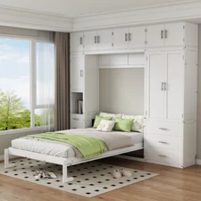 Multi-Functional Murphy Wall Bed with Lockers Wardrobe Video Storage Cabinet Bed