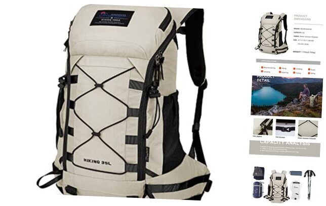 Lightweight 35L Hiking Backpack with Rain Cover for Travel and Day Trips-image