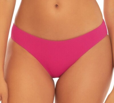 Becca by Rebecca Virtue Women's Adela Ruched Hipster Bikini Bottom Raspberry XS