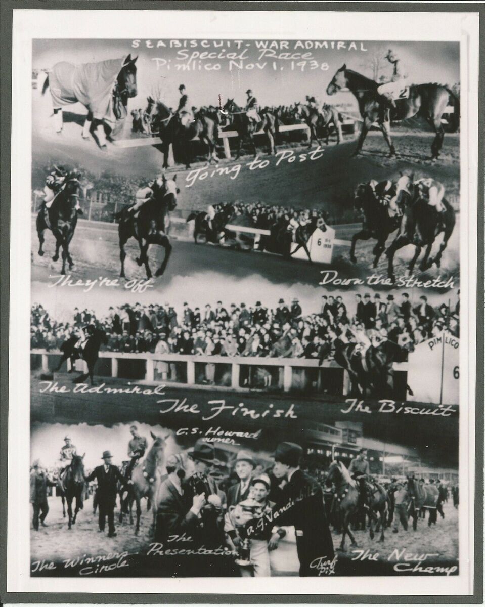 8x10 1938 Seabiscuit vs War Admiral PHOTO Poster Horse Race Racing Epic  Battle