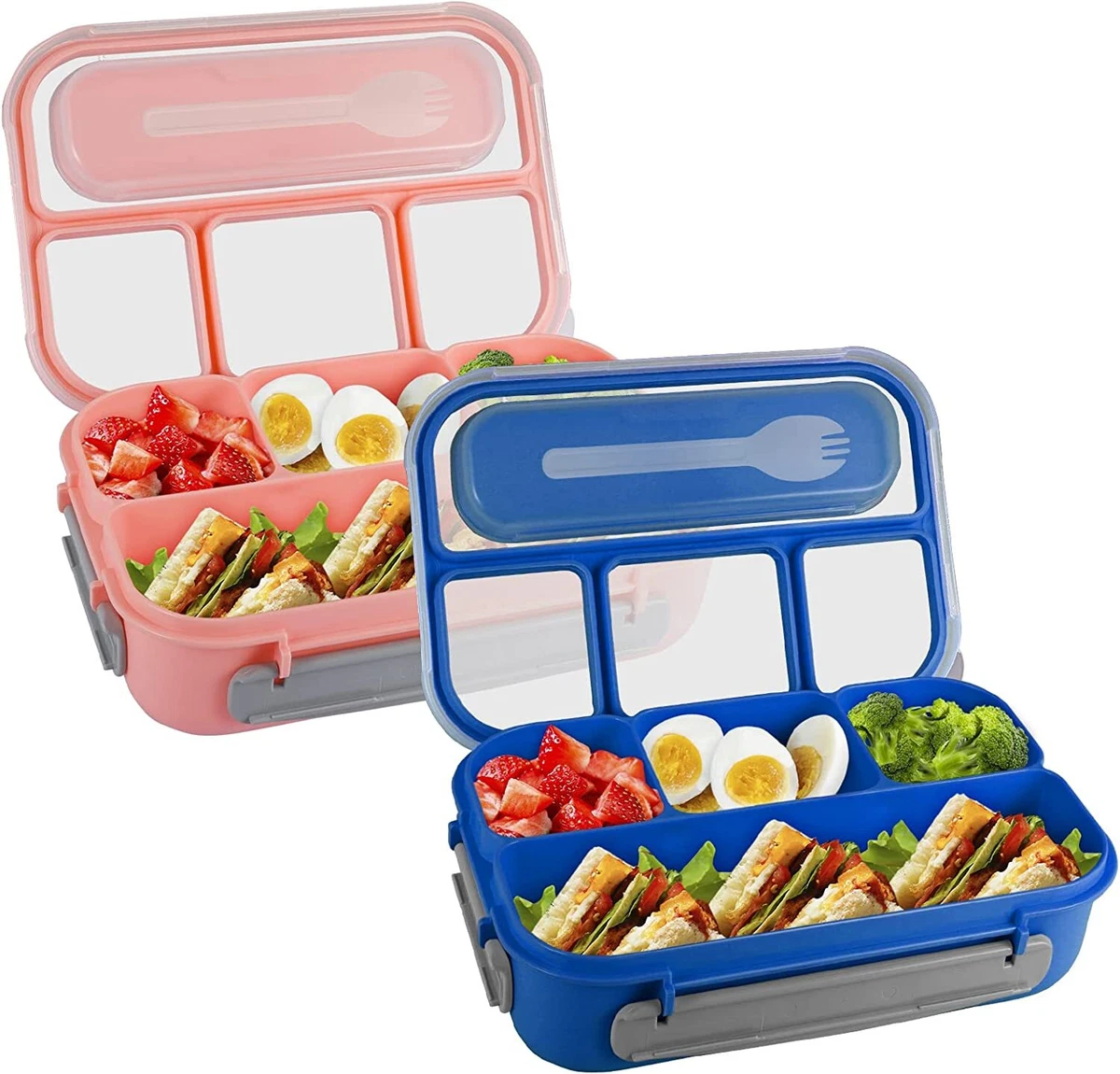 Bento Snack Boxes - Reusable 4-Compartment Food Containers For School,  Work, An on eBid United States