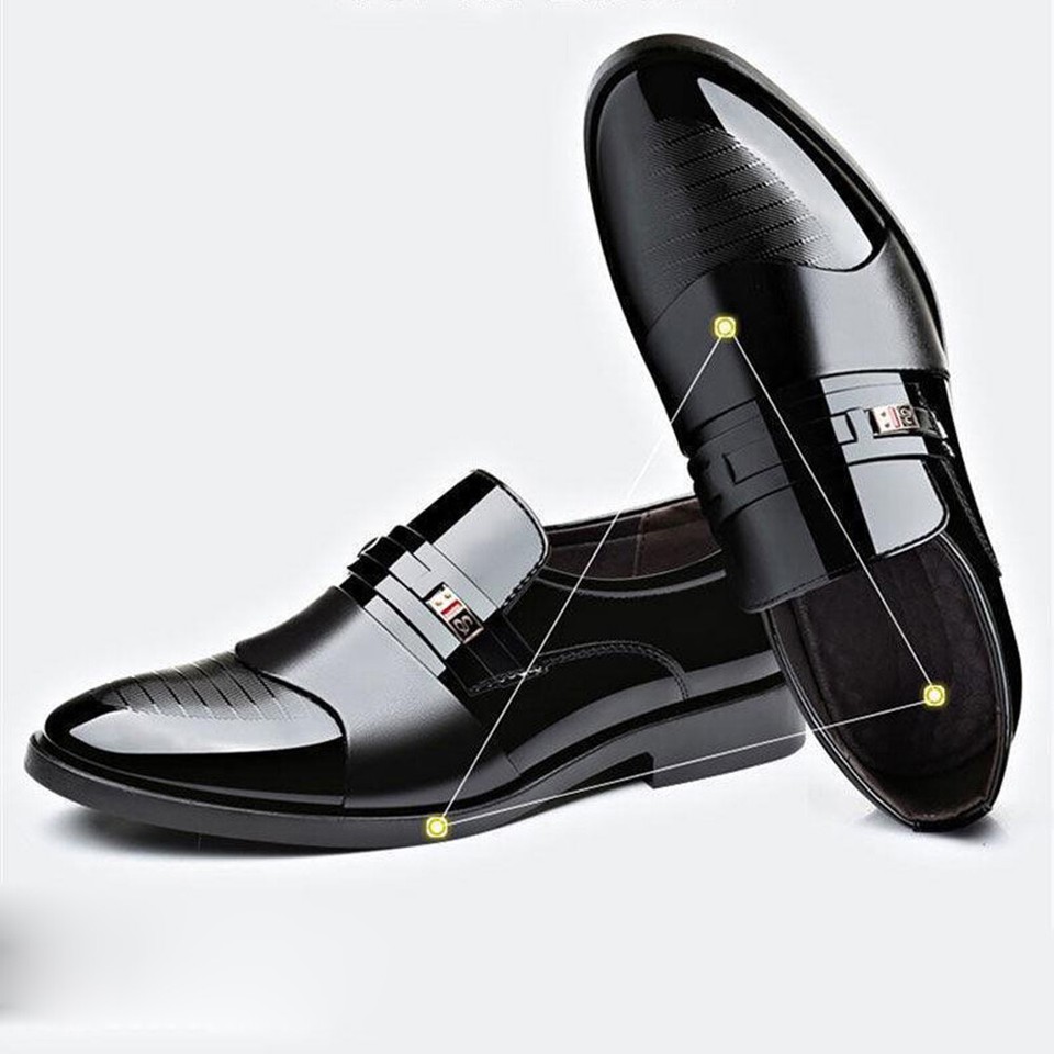 Faux Leder Schuhe Herren Lack-Schnürschuhe Im Brogue Design - Glänzend, Elegant Für Büro, Party & Hochzeit Business Kostüm