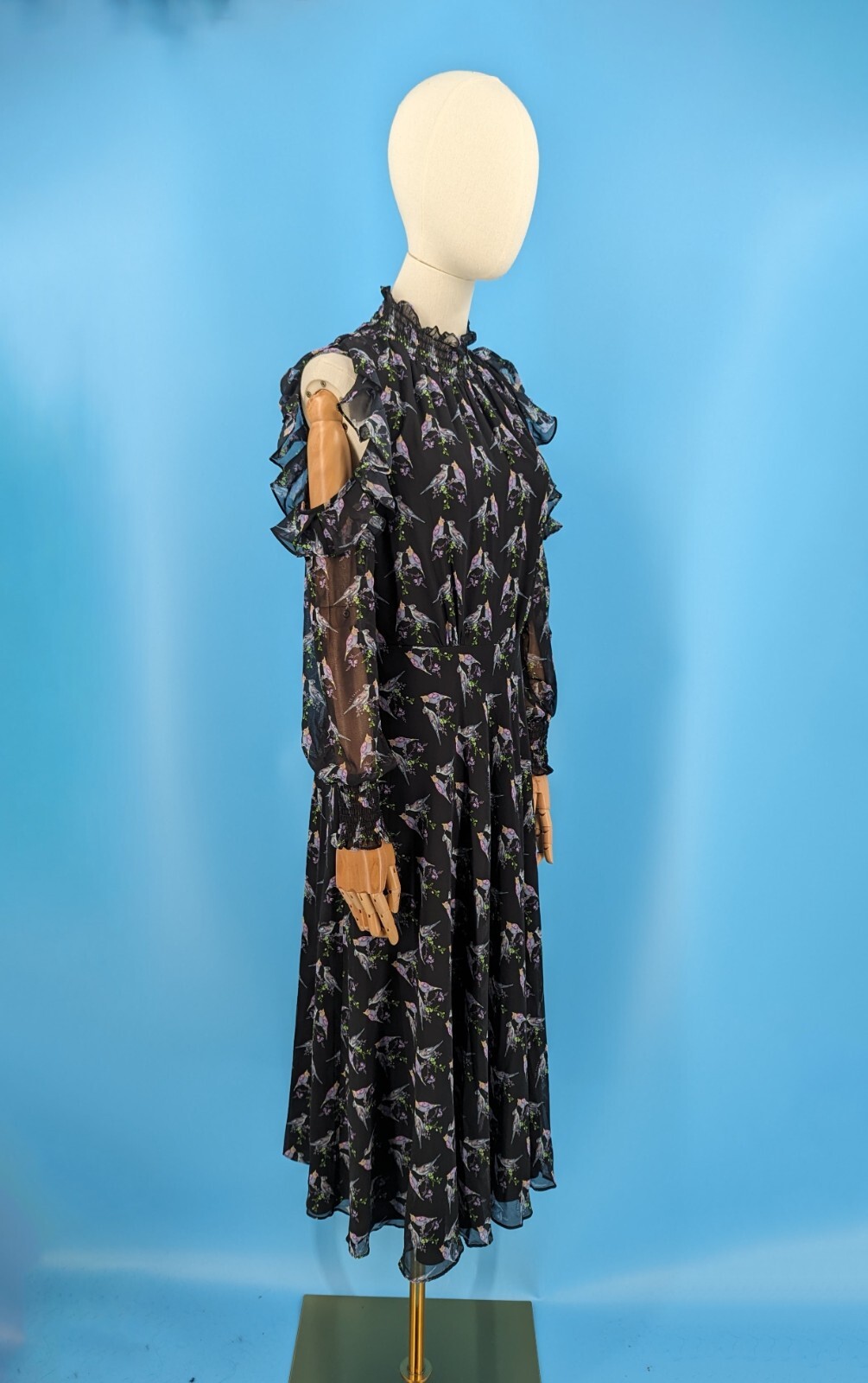 Ted Baker New 1 XS Hilaina Love Birds Cold-Shoulder Dress NWOT *Cut Tags*