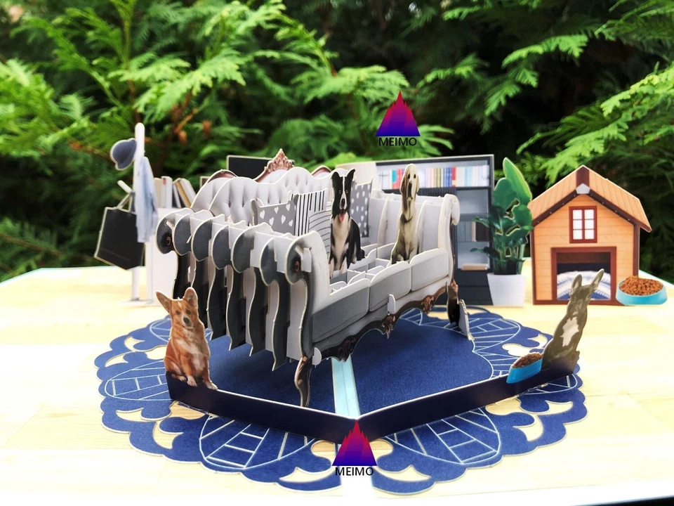 3D Pop Up Greeting Card Dog Puppy Pet Birthday Vacation Anniversary Love Mother - Image 2 of 4