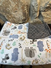 Safari Baby Blanket Textured Dot Reversible Minky Plush 30x34 Baby Want Designs